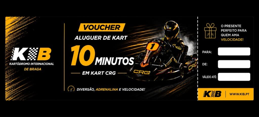 Voucher de oferta — 10 minutos em kart CRG no Kartódromo Internacional de Braga